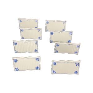 Name Place Tag Holders Fine Bone China Vintage White Blue Table Setting Set of 8